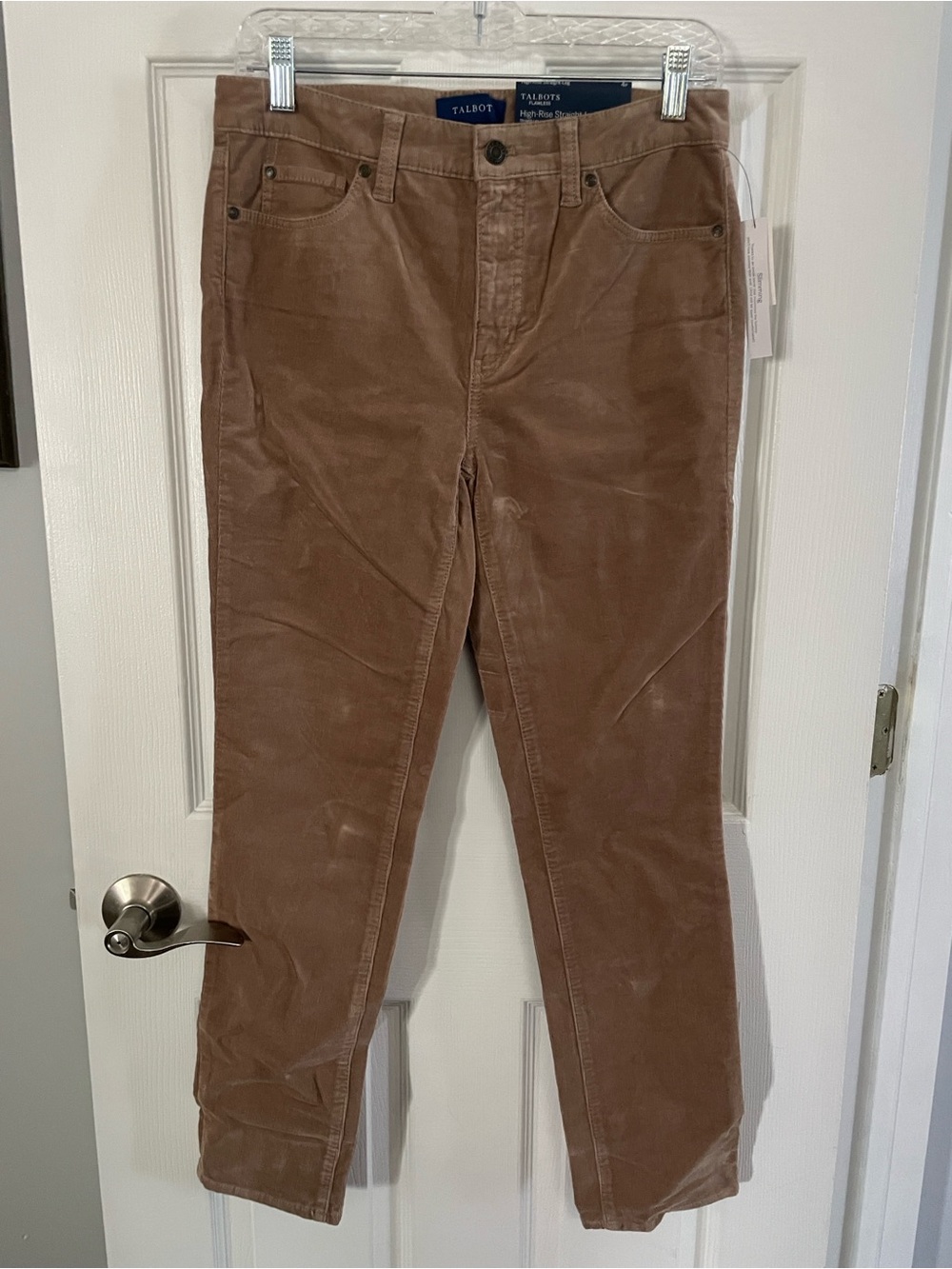 Talbots Beige/Tan High-Rise Straight-Leg Corduroy Pants